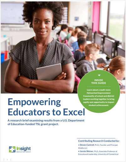 The cover of the K12 Coalition Empowering Educators to Excel eBook, with a teacher standing in front of a classroom.
